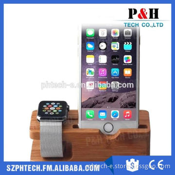 Hot sale desktop wooden phone holder for watch mobile phone, wood phone stand